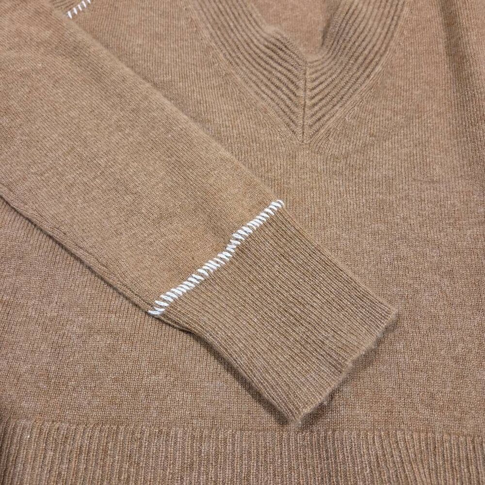 Veronica Beard Preta V-Neck Cashmere Sweater, camel size M - Picture 5 of 13